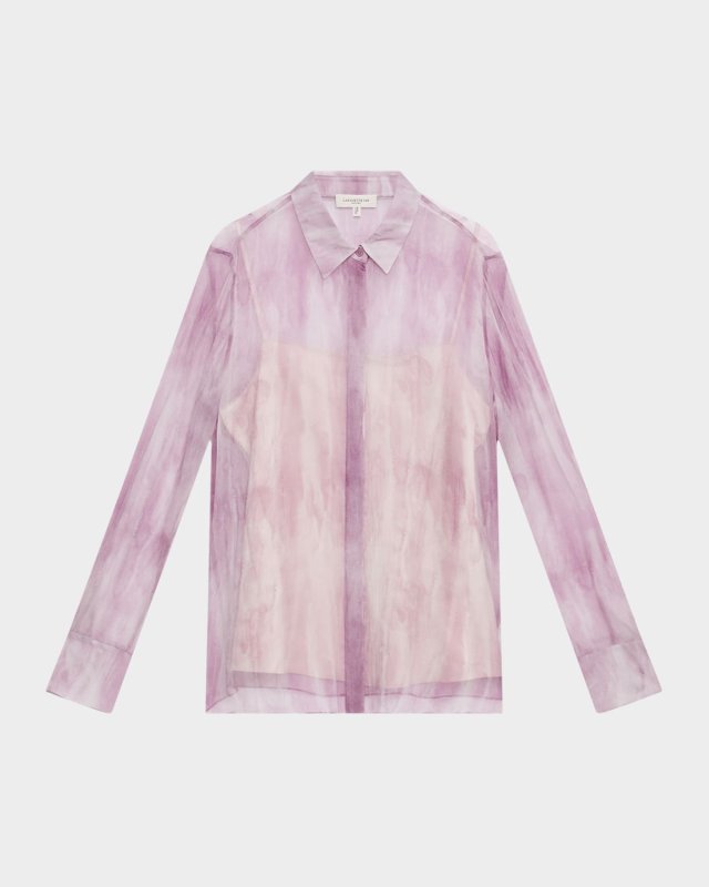 Scottie Button-Down Sheer Silk Blous